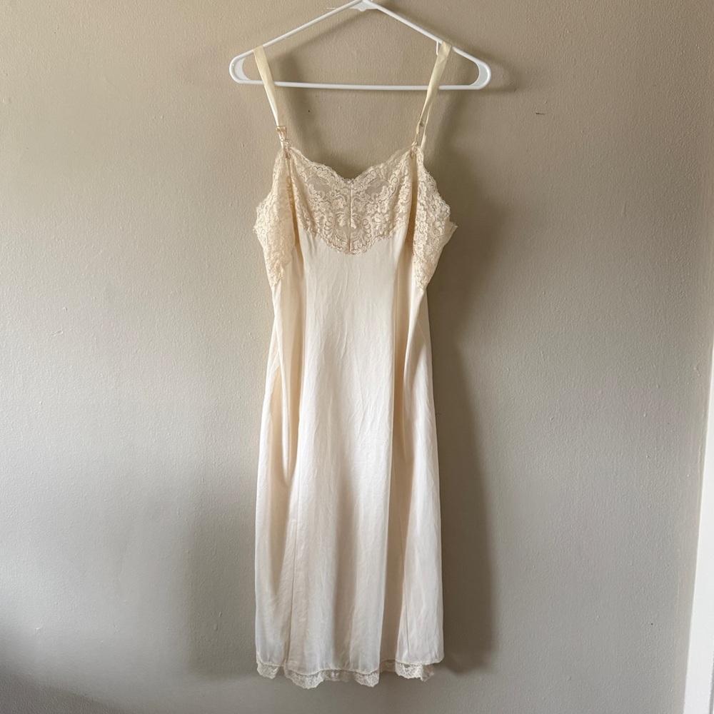 Vintage Wonder Maid Ivory Lace Trim Night Slip Dress Size 36 Bridal Coquette